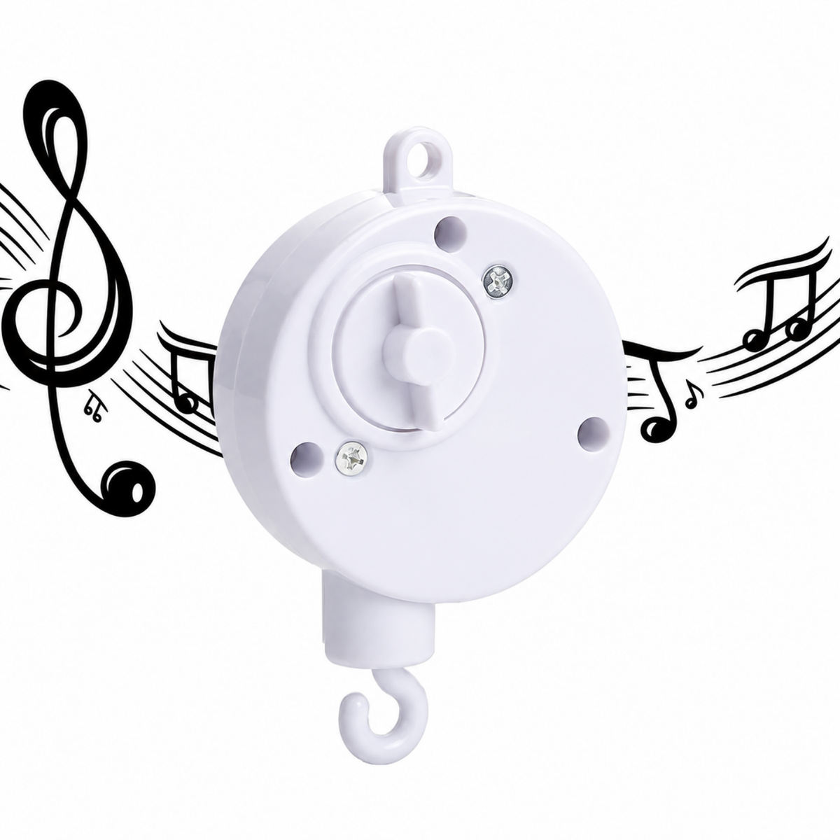 Wooden baby cot mobile arm with hanging felt toy toppers, product view