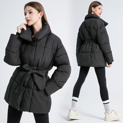 Dames Getailleerde Puffer Parka Jas – Waterafstotend, Effen Winterjas voor Avondkleding