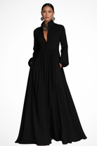 Women's Long Sleeve Button-Front Maxi Dress with Pockets