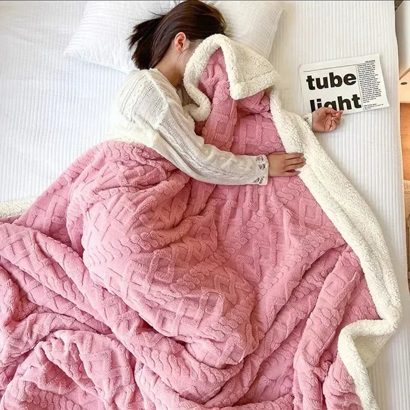 Unisex Dikke Lamswollen Winterdeken – Wollen Plaid voor Bank en Bed, Warm voor Koude Dagen