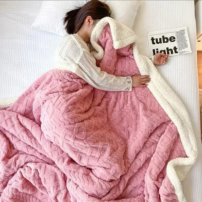 Unisex Dikke Lamswollen Winterdeken – Wollen Plaid voor Bank en Bed, Warm voor Koude Dagen