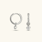 Women's CZ Huggie Earrings with Dangling Charm