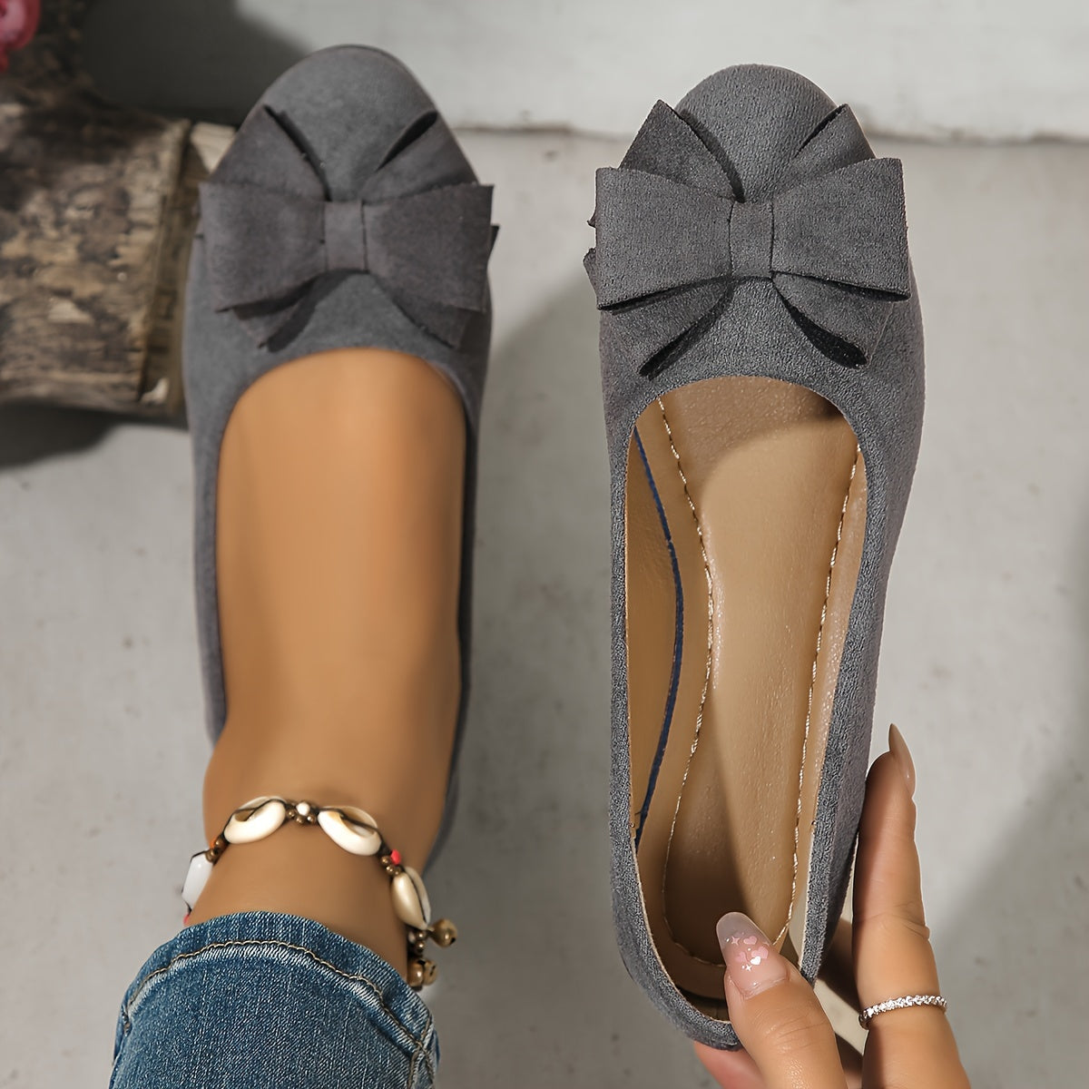 Women's Orthopaedic Flat Shoes with Bow Detail