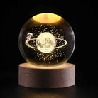 3D Engraved Crystal Ball Night Light - Wooden Base LED Lamp