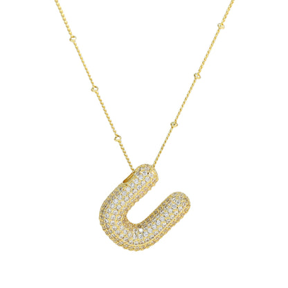 Diamond bubble letter nacklace