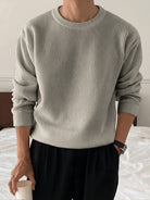 Men's Ribbed Crew-Neck Sweater – Relaxed Fit Knit Pullover
