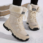 Women's Winter Boots Brown Faux Leather, Warm Lined and Waterproof