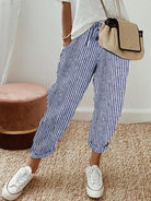 Olivia - Ademende Anti-Vocht Broek | Comfortabele Pasvorm – Blauw (Gestreept)