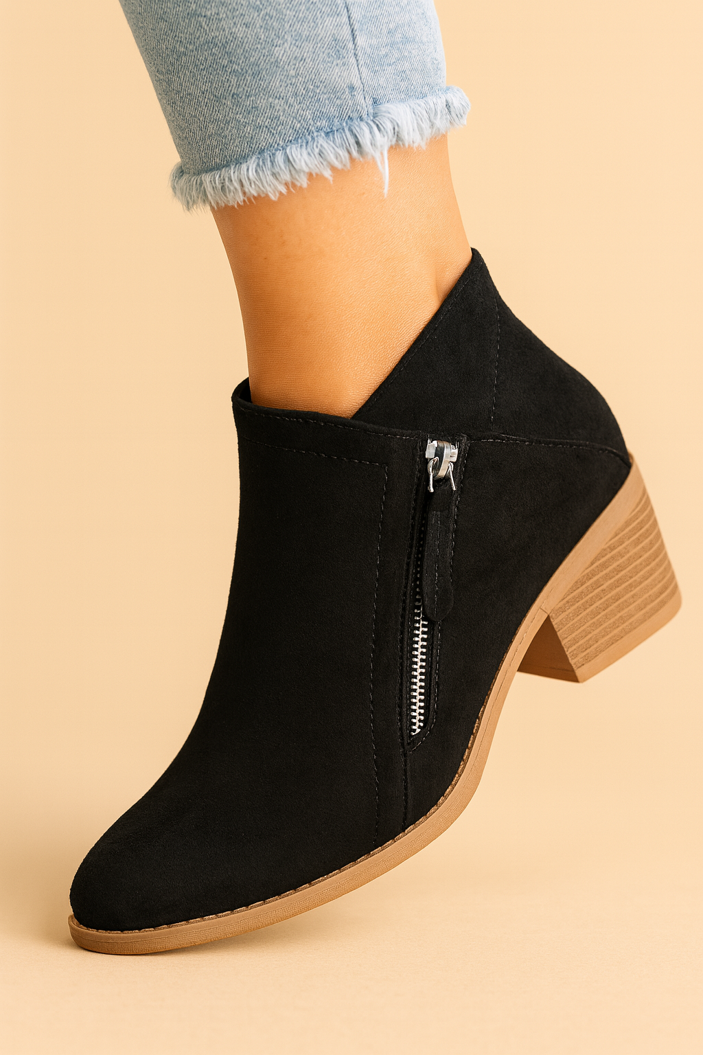 Women's Orthopedic Ankle Boots with Side Zip and Block Heel