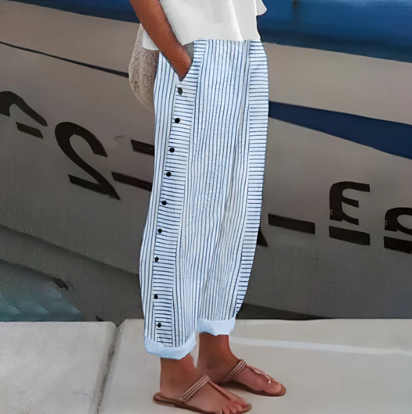 Women's Striped Wide-Leg Trousers