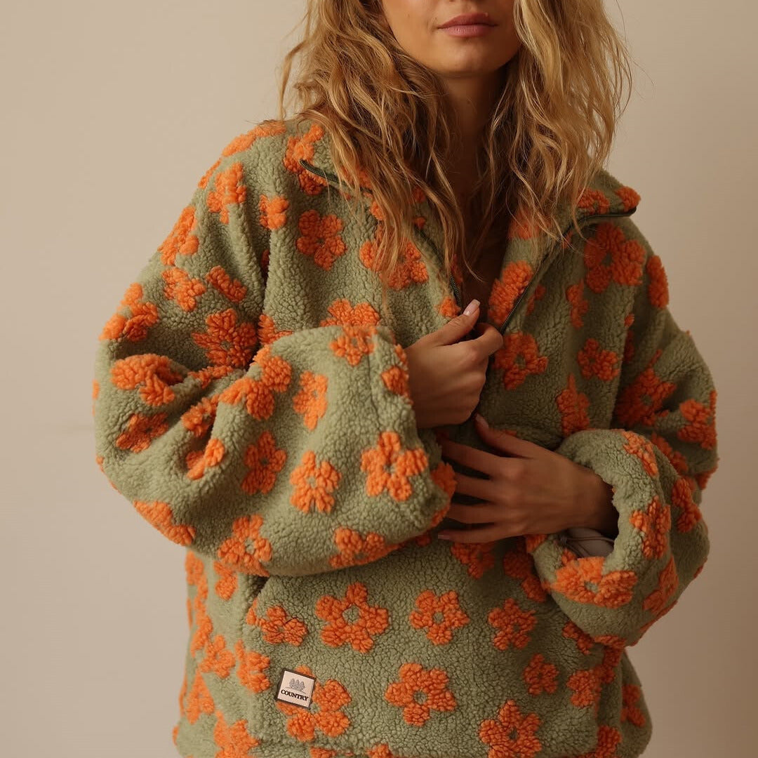 Noor – Dames Trui met Bloemenprint van Sherpa, Geschikt voor Wintergebruik