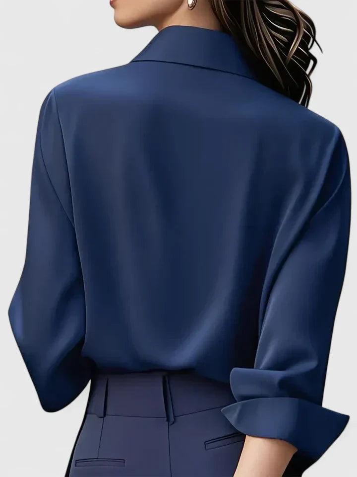 Women's Blouse with Hidden Button Placket for Office Wear