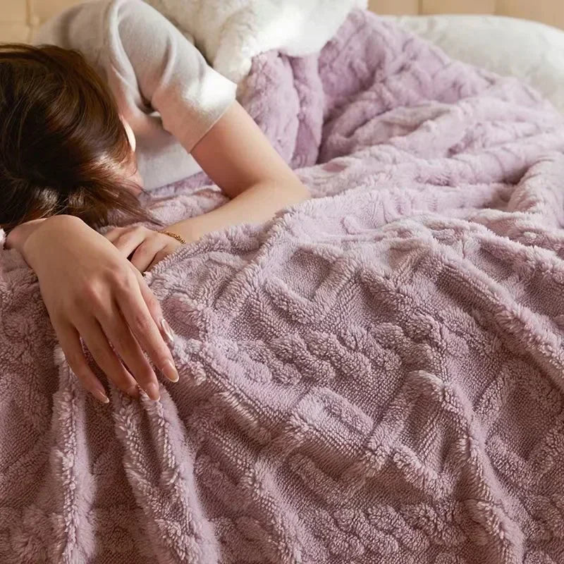 Unisex Dikke Lamswollen Winterdeken – Wollen Plaid voor Bank en Bed, Warm voor Koude Dagen