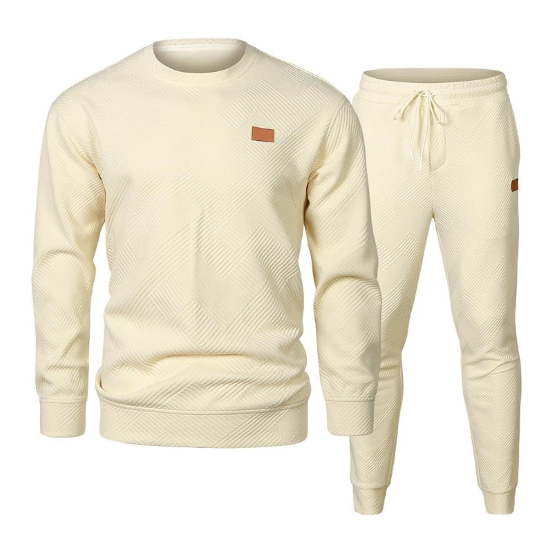 Men's 2 Piece Sweatsuit Set – Textured Jacquard Jacket & Pants