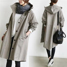 Women's Hooded Rain Trench Coat – Water-Repellent Mid-Season Jacket