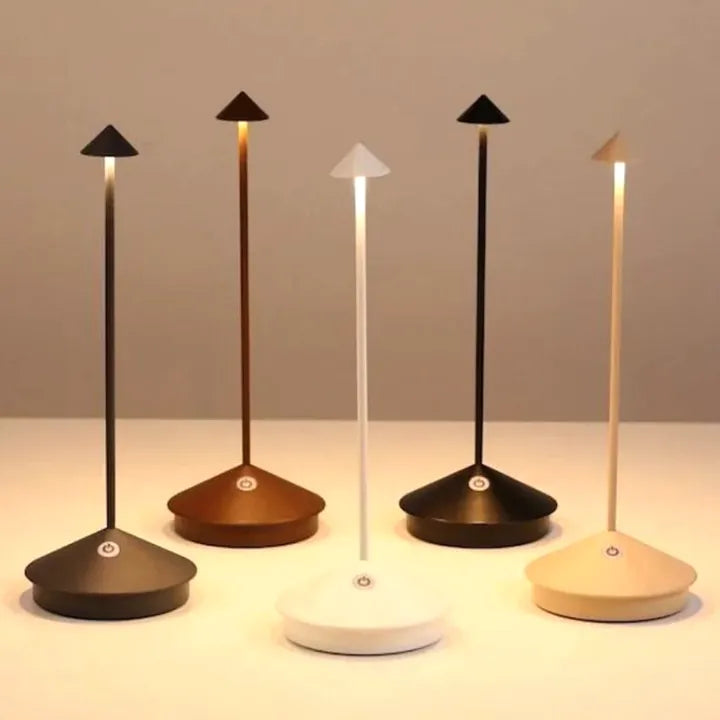 Cordless LED Table Lamp – Dimmable Rechargeable Light in White and Gold