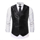 Men's Glitter Waistcoat with Satin Collar