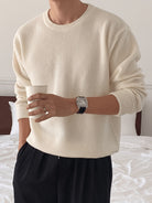 Men's Ribbed Crew-Neck Sweater – Relaxed Fit Knit Pullover