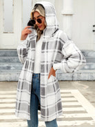Antonia™ | Women's Plaid Hooded Open Front Longline Cardigan