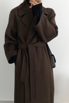 Women's Long Wool-Blend Overcoat with Refined Tailoring