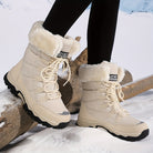 Women's Winter Boots Brown Faux Leather, Warm Lined and Waterproof