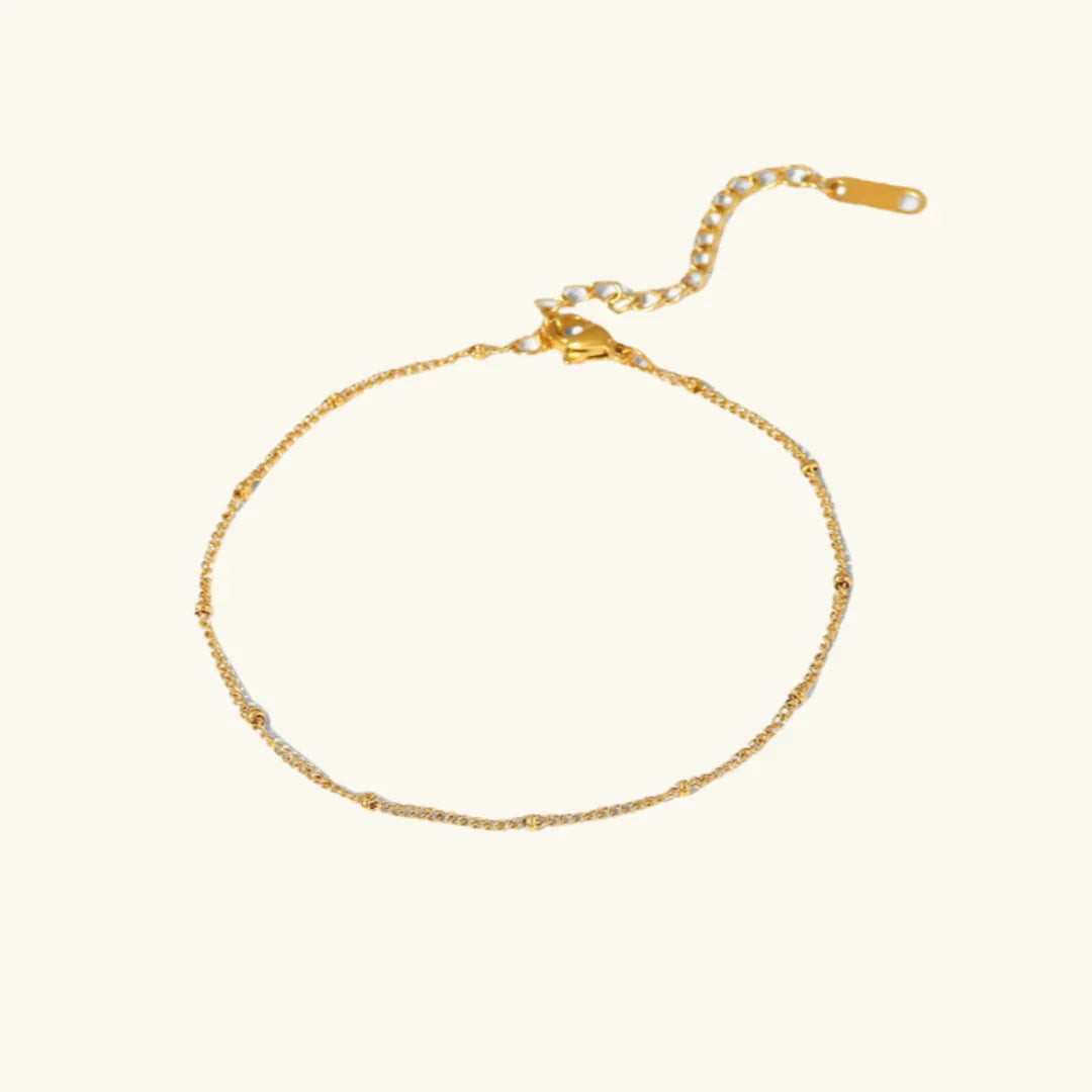 Women's Gold-Plated Anklet with Cubic Zirconia, Adjustable & Waterproof