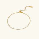 Women's Gold-Plated Anklet with Cubic Zirconia, Adjustable & Waterproof