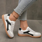 Women's Leather Sneakers Low-Top with Gum Sole
