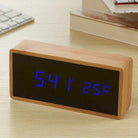 Wooden Digital Alarm Clock with LED Time and Temperature Display