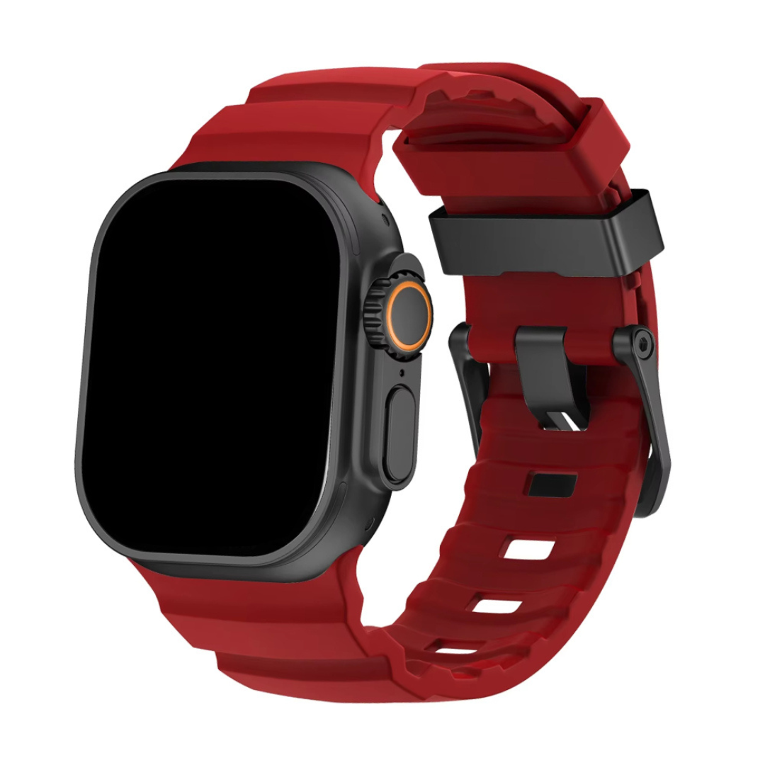 Silicone Sport Watch Strap with Titanium Buckle - Apple Watch Compatible