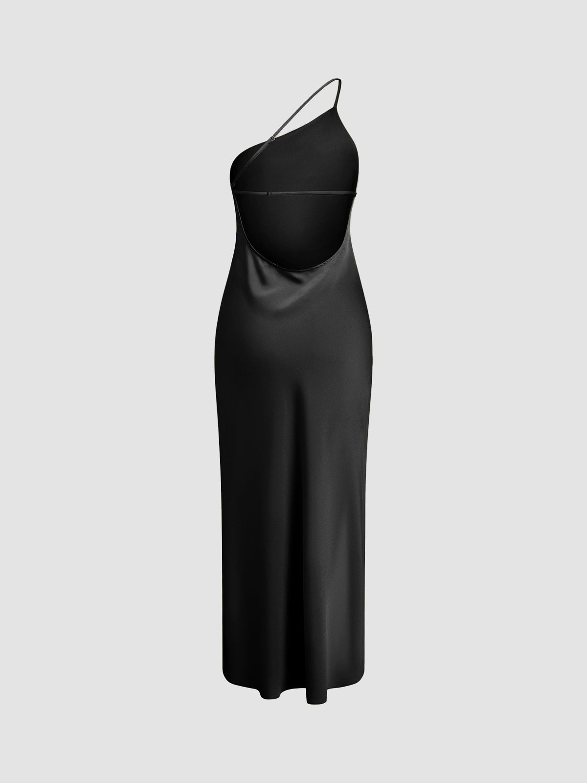 Jiska | Zijdezachte One-Shoulder Slip Dress voor Dames met Midi Lengte en Verleidelijke Split