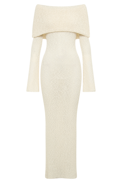 Marissa Off Shoulder Boucle Maxi Dress - Ivory
