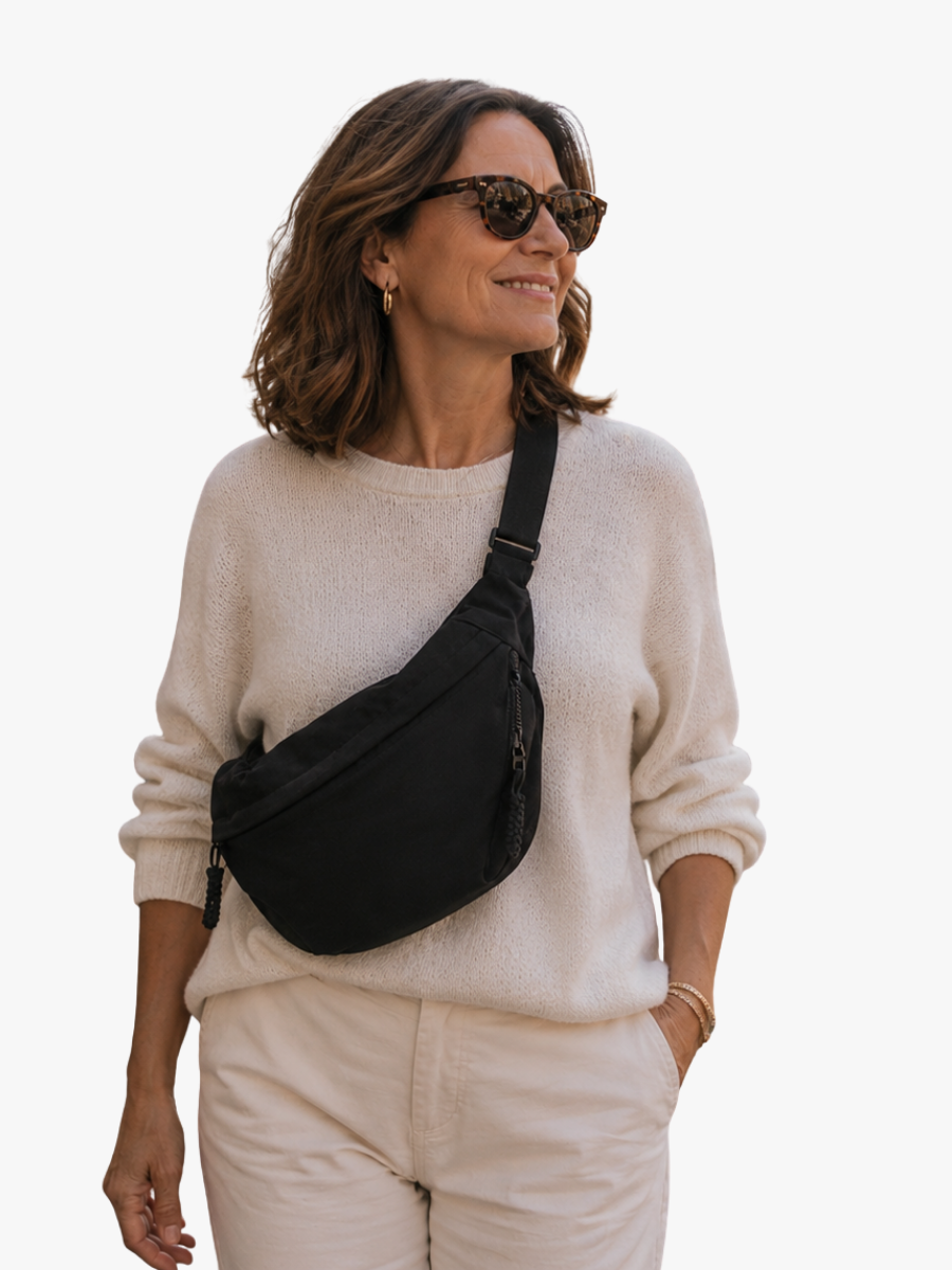 Women's Nylon Crossbody Bag with Multiple Zip Pockets