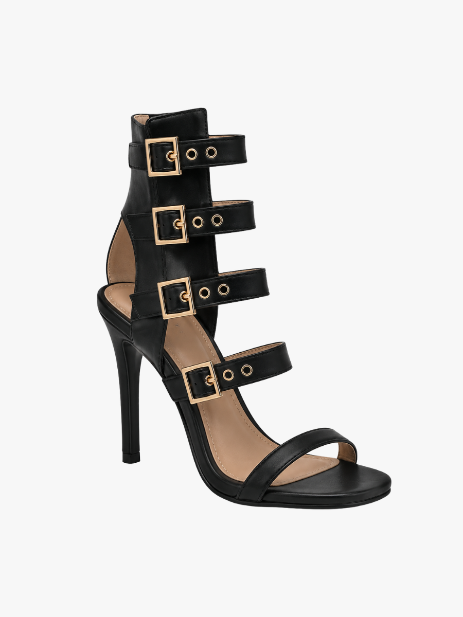 Women's Strappy Heeled Sandals - Gladiator Style High Heel