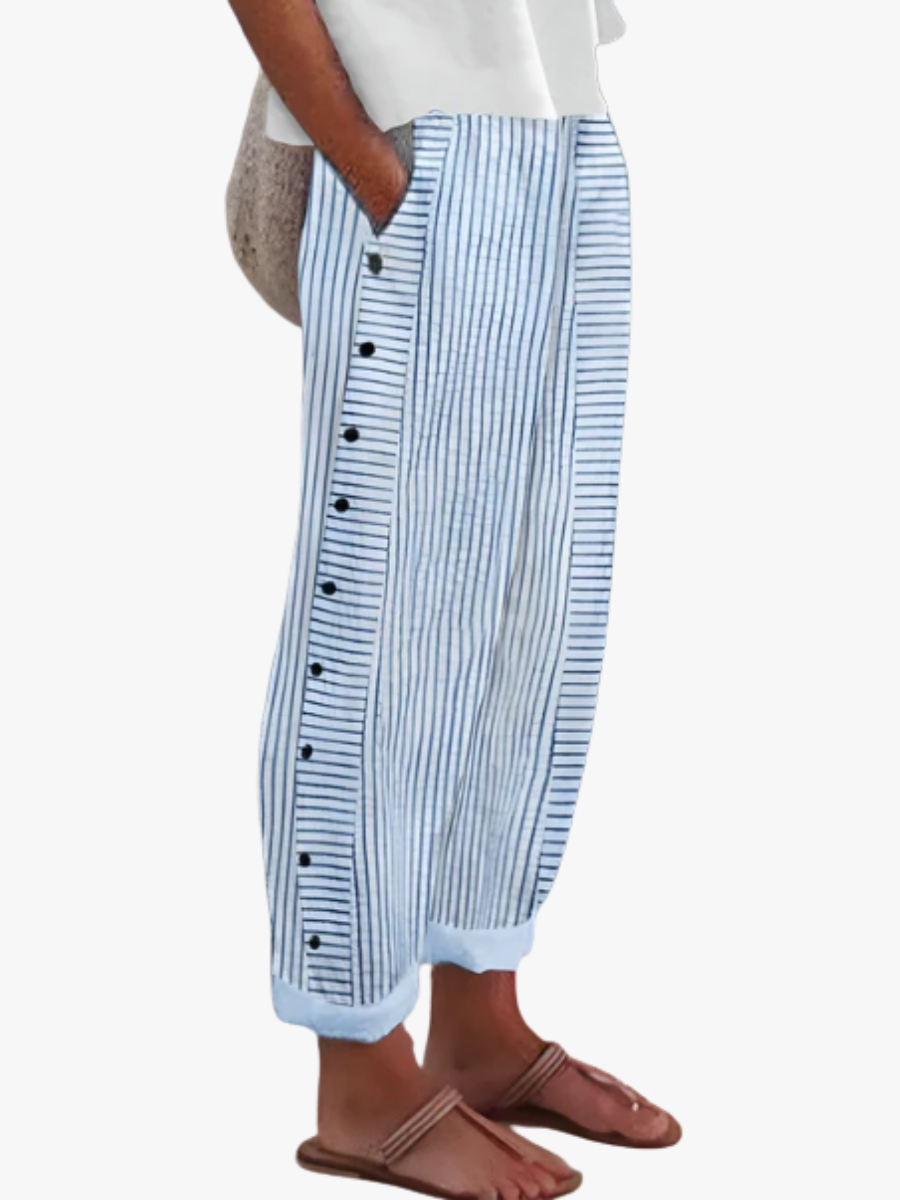 Women's Striped Wide-Leg Trousers