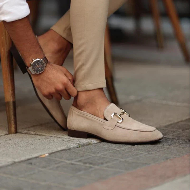 Men's Suede Dress Loafer - Leather Formal Slip-On Shoe