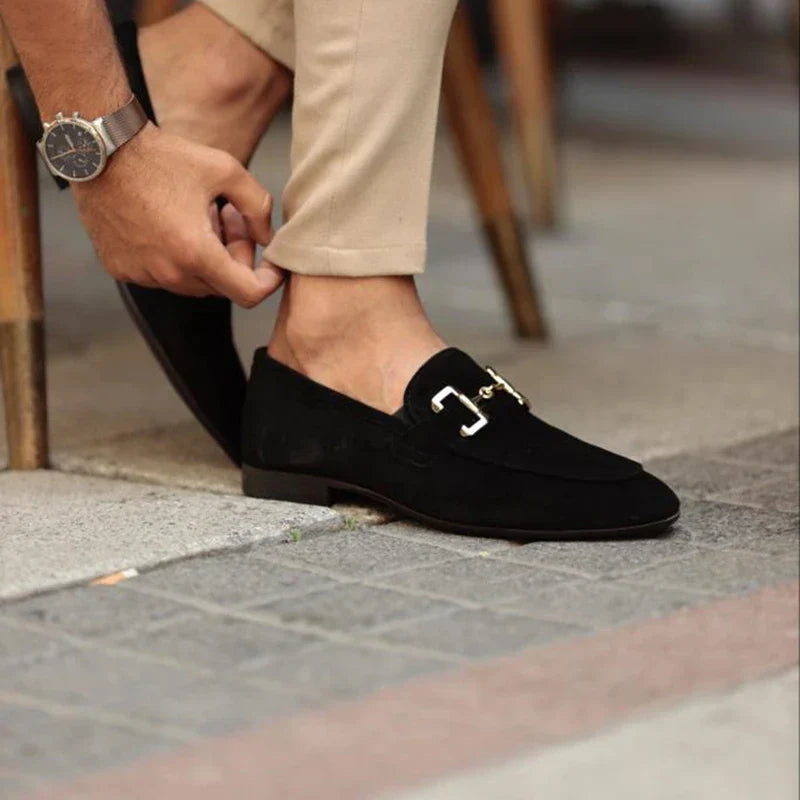 Men's Suede Dress Loafer - Leather Formal Slip-On Shoe