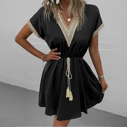 Maelia | Damesjurk – Bohemian Chic met V-Hals en Getailleerde Pasvorm