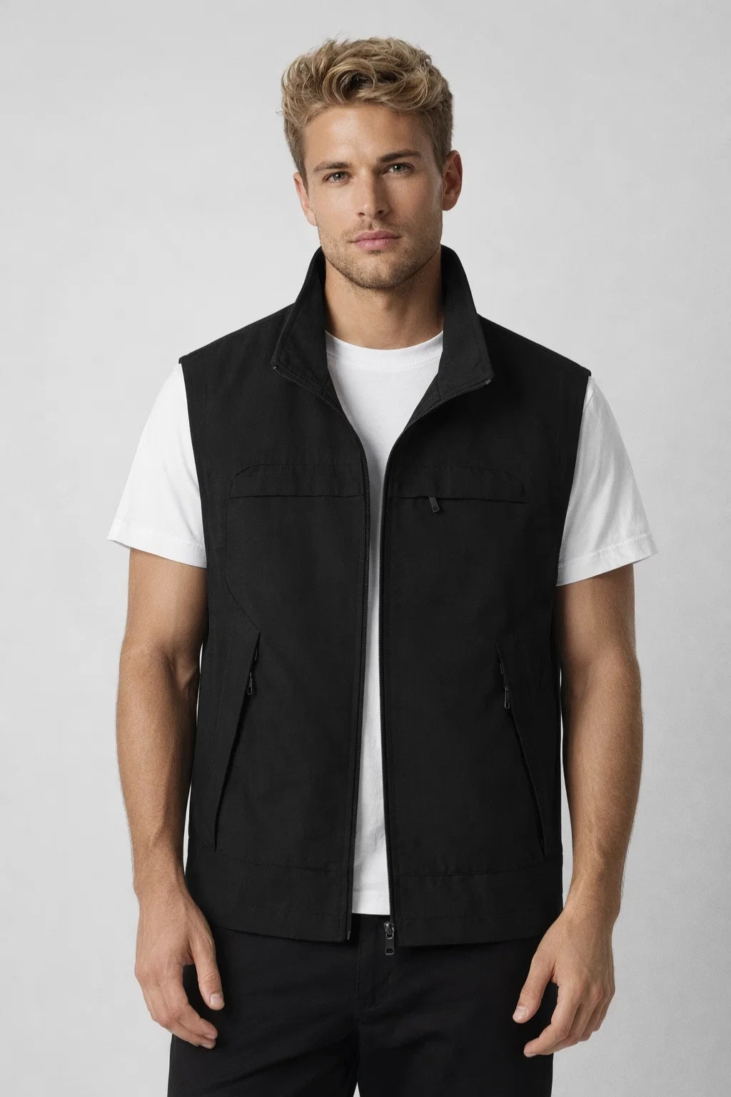 Men's Sleeveless Bodywarmer with Stand-Up Collar