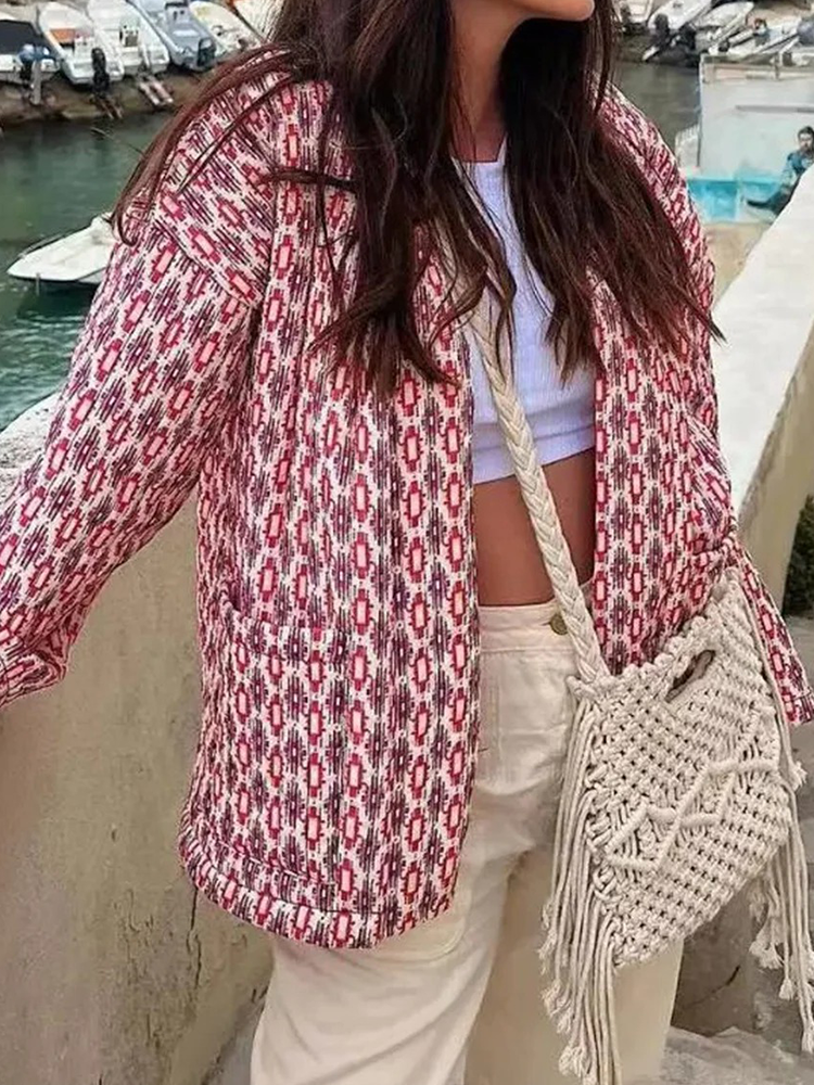 Tessy | Dames Quilted Jas – Licht Gewatteerd Tussenjasje met Elegante Geometrische Print