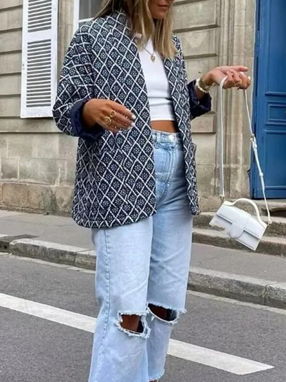 Tessy | Dames Quilted Jas – Licht Gewatteerd Tussenjasje met Elegante Geometrische Print