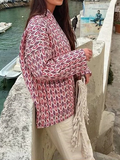 Tessy | Dames Quilted Jas – Licht Gewatteerd Tussenjasje met Elegante Geometrische Print