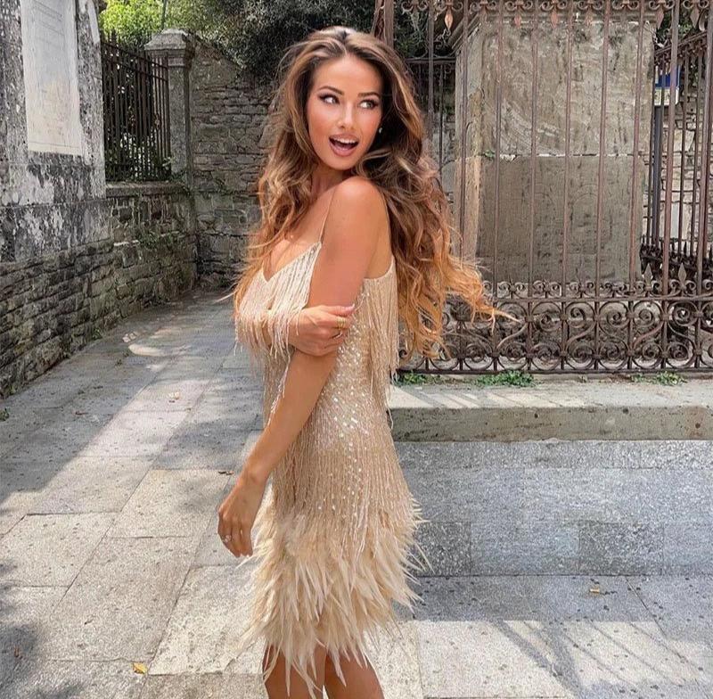 Women's Fringe Mini Dress - Cocktail Party Dress