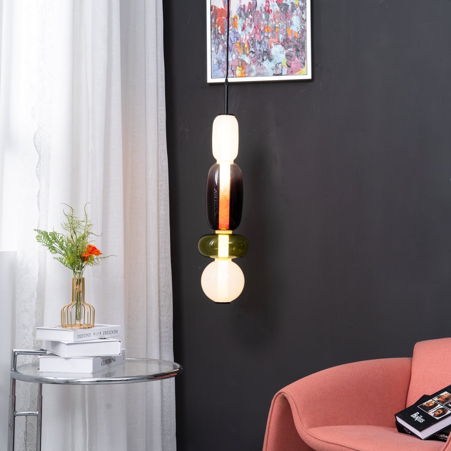 Glass Pendant Light - Colored Candy Glass Ceiling Lamp