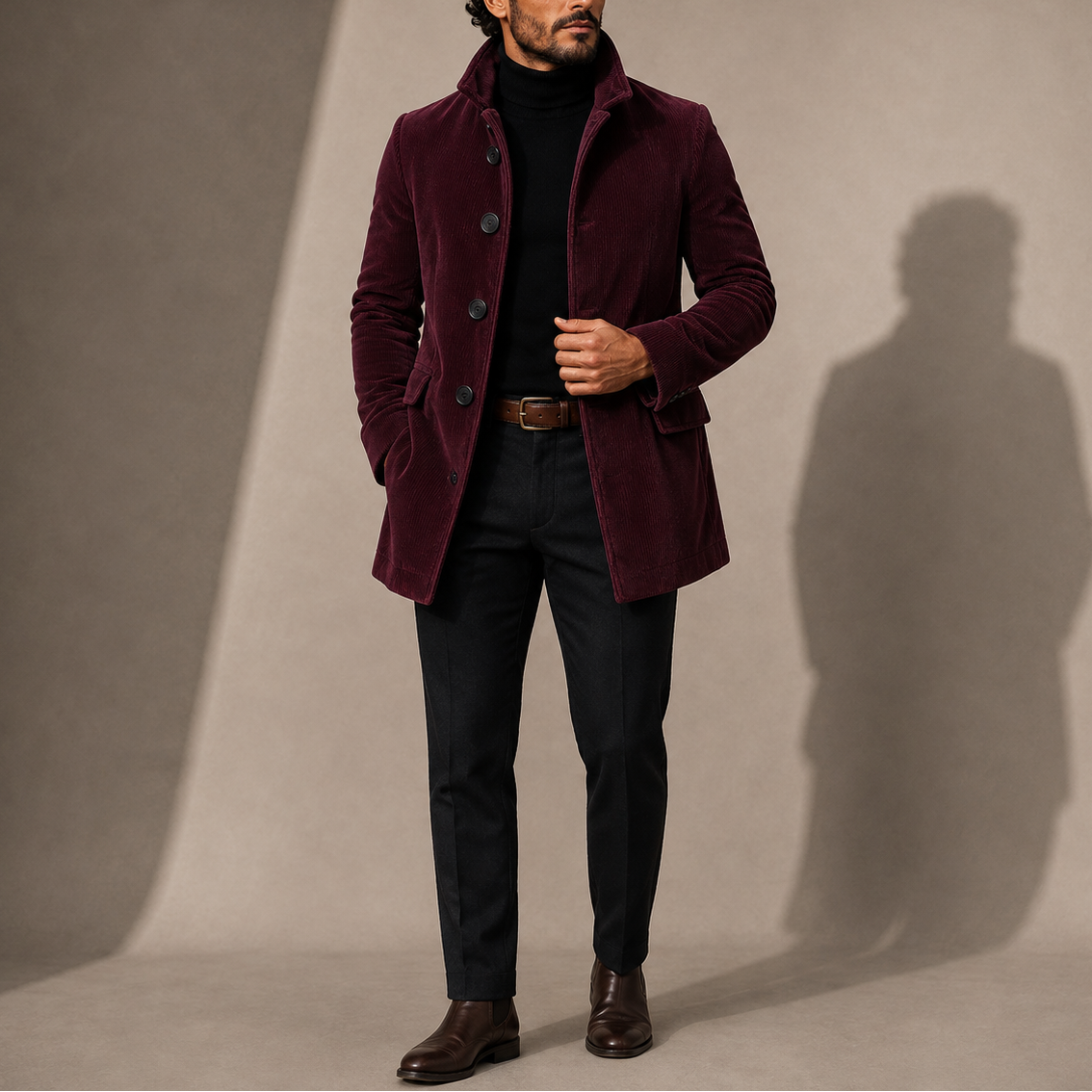Men's Winter Coat with Stand Collar – Tailored Fit