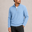 Men's Quarter Zip Jumper Ribbed Knit Sweater
