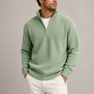 Men's Quarter Zip Jumper Ribbed Knit Sweater
