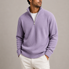 Men's Quarter Zip Jumper Ribbed Knit Sweater