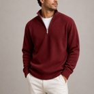 Men's Quarter Zip Jumper Ribbed Knit Sweater