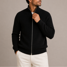 Men's Full Zip Cardigan Ribbed Knit with Stand Collar